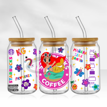 Wholesale Ready To Transfer UV DTF Cup Wraps Custom Wraps for 16oz 20oz Libbey Glass 24oz Cold Cup