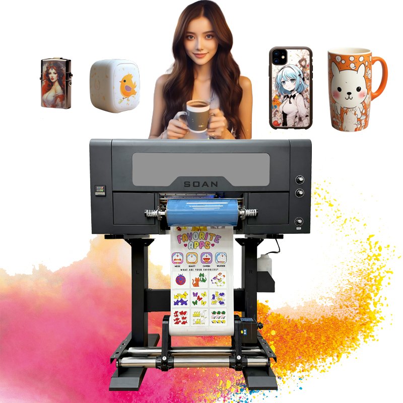 Digital Smart Crystal Label Transfer Film Uv Dtf Printer A3 size 2 in 1 Uv Printer Roll To Roll With Laminating Machine