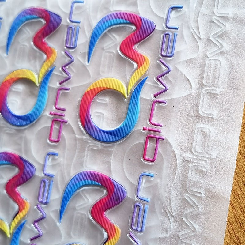 Custom 3D embossed golden Words heat transfer stickers PVC high-frequency label transfer for clothing
