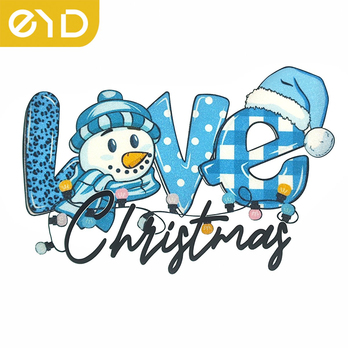 EYD Chenille Merry Christmas And Halloween Iron On Patches Large Cup Customized Dtf Printed Sticker For T-Shirts Heat Transfers