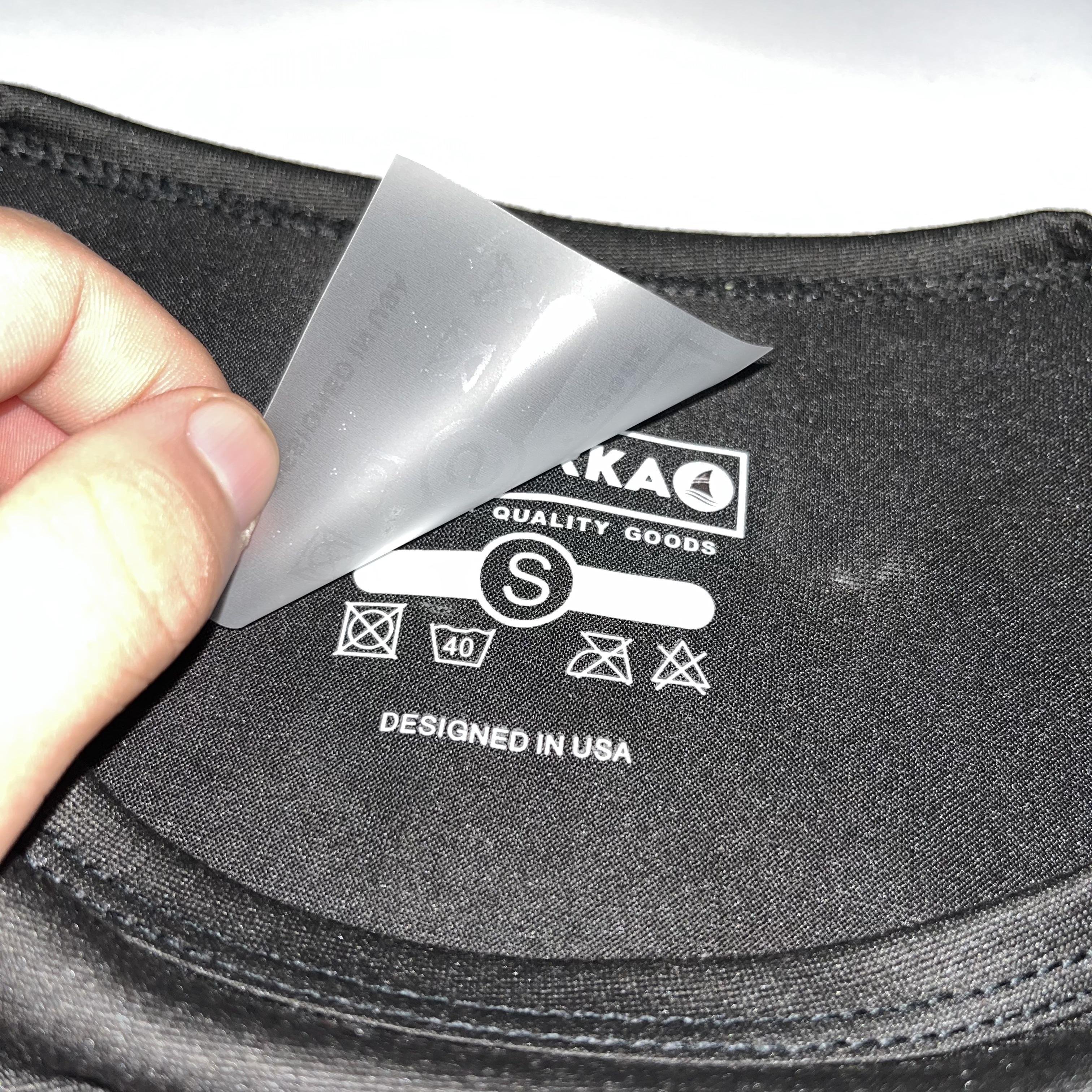 Hot sales Custom Brand Name Clothes Heat Press Neck Size Printing Logo Iron On Garment Dtf Heat Transfer Printing Stickers