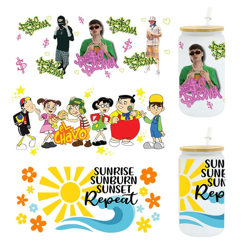 Custom Logo Labels Uvdtf Sticker uv dtf cup wrap transfer stickers holiday 16 20 24oz uv dtf cup wraps transfer sticker