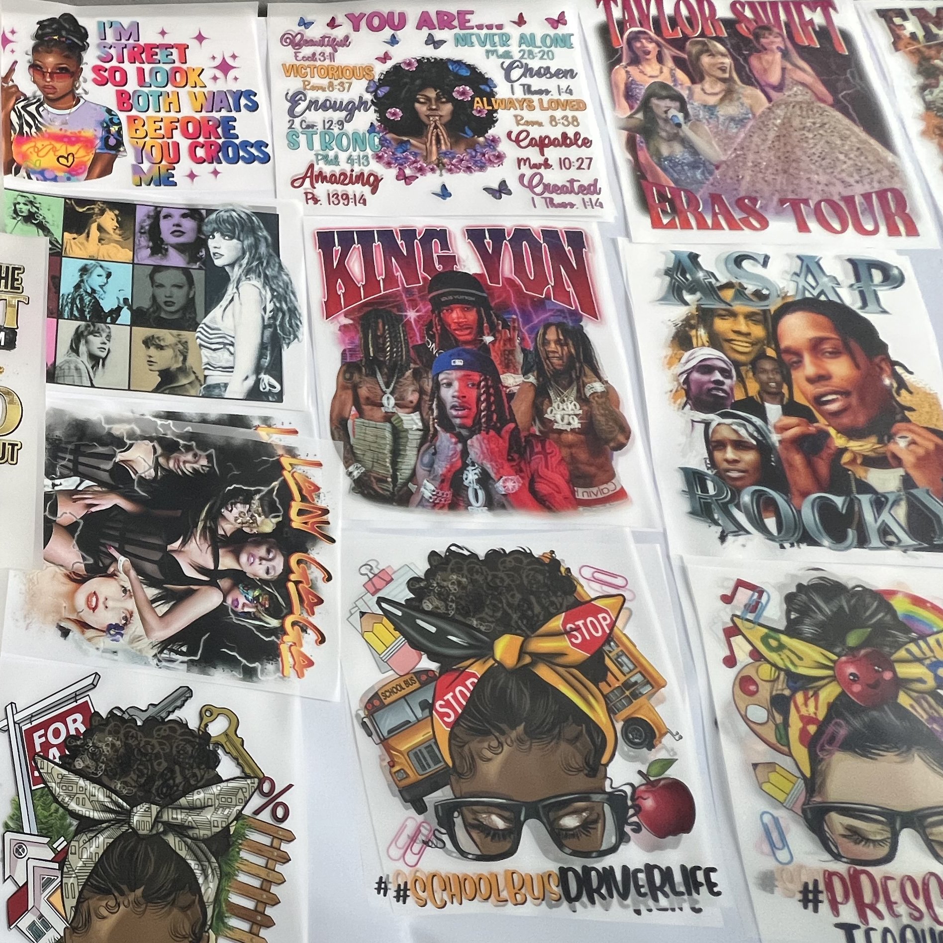Factory custom multiple hip pop logo dtf transfers heat transfer printing press stickers logo heat transfer vinyl for shirts