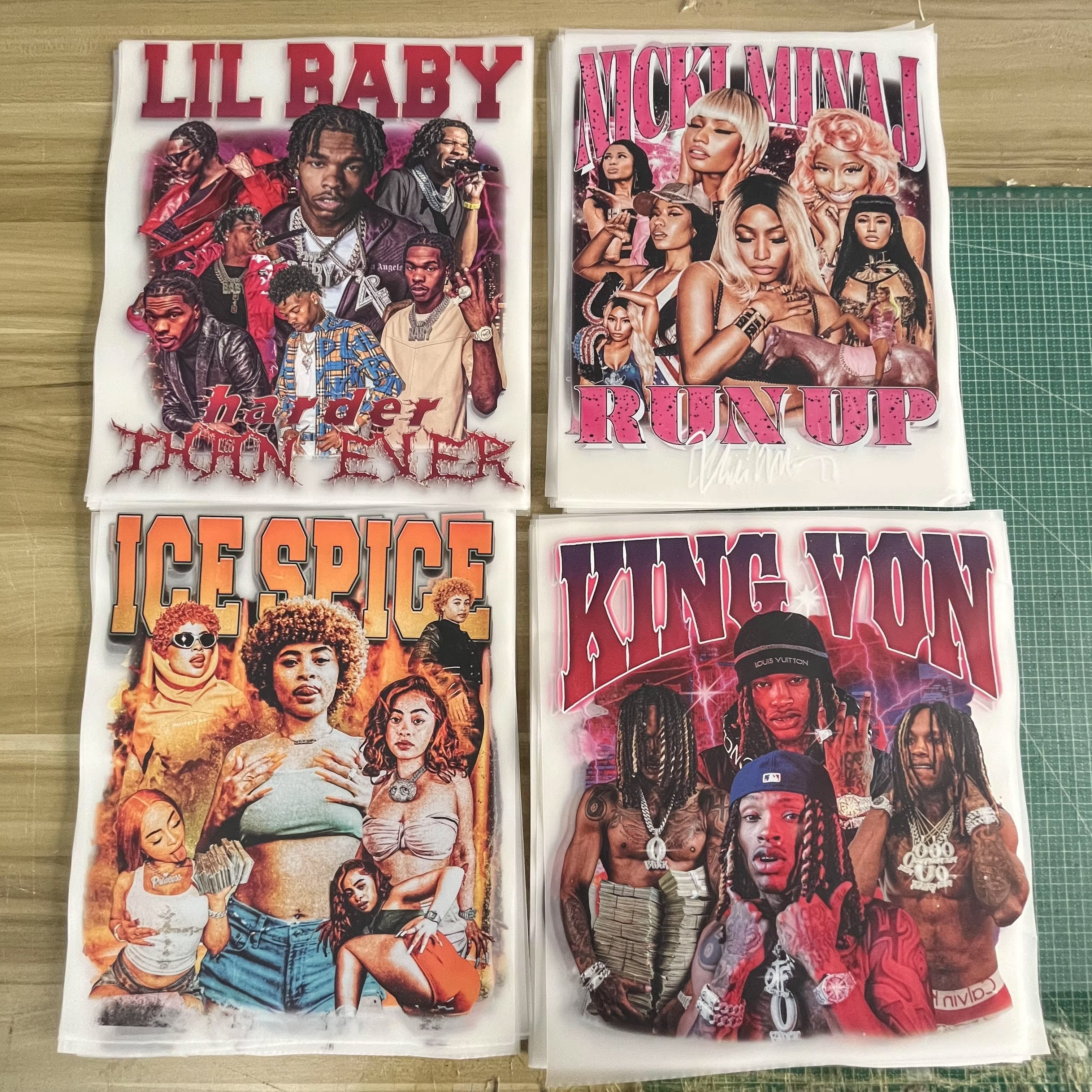 Factory custom multiple hip pop logo dtf transfers heat transfer printing press stickers logo heat transfer vinyl for shirts