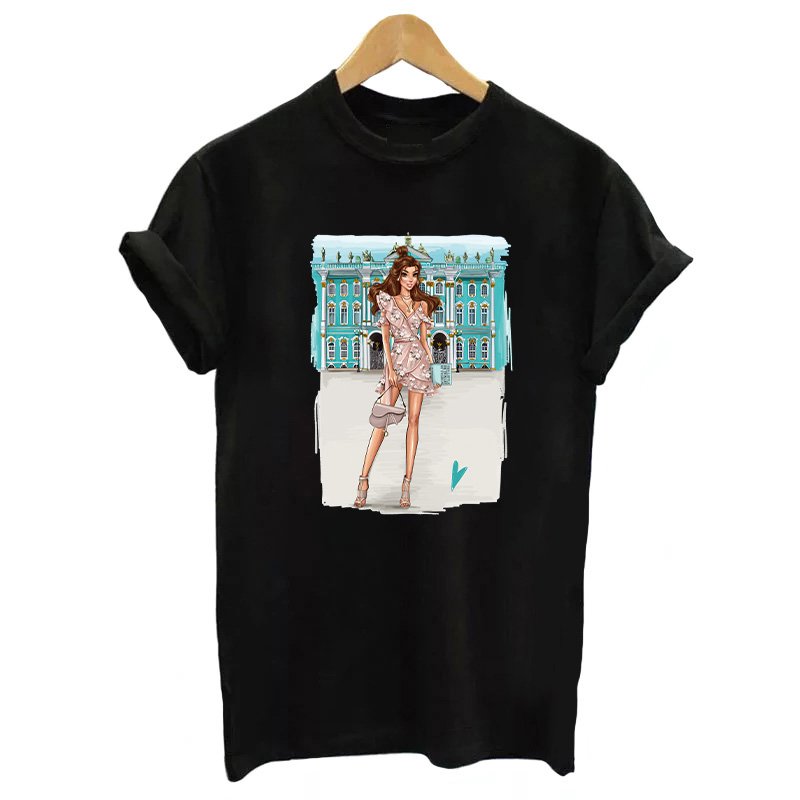 Fashion Girl Wholesale Heat Plastisol Transfer Iron On Stickers Transfer Printing For T-Shirt