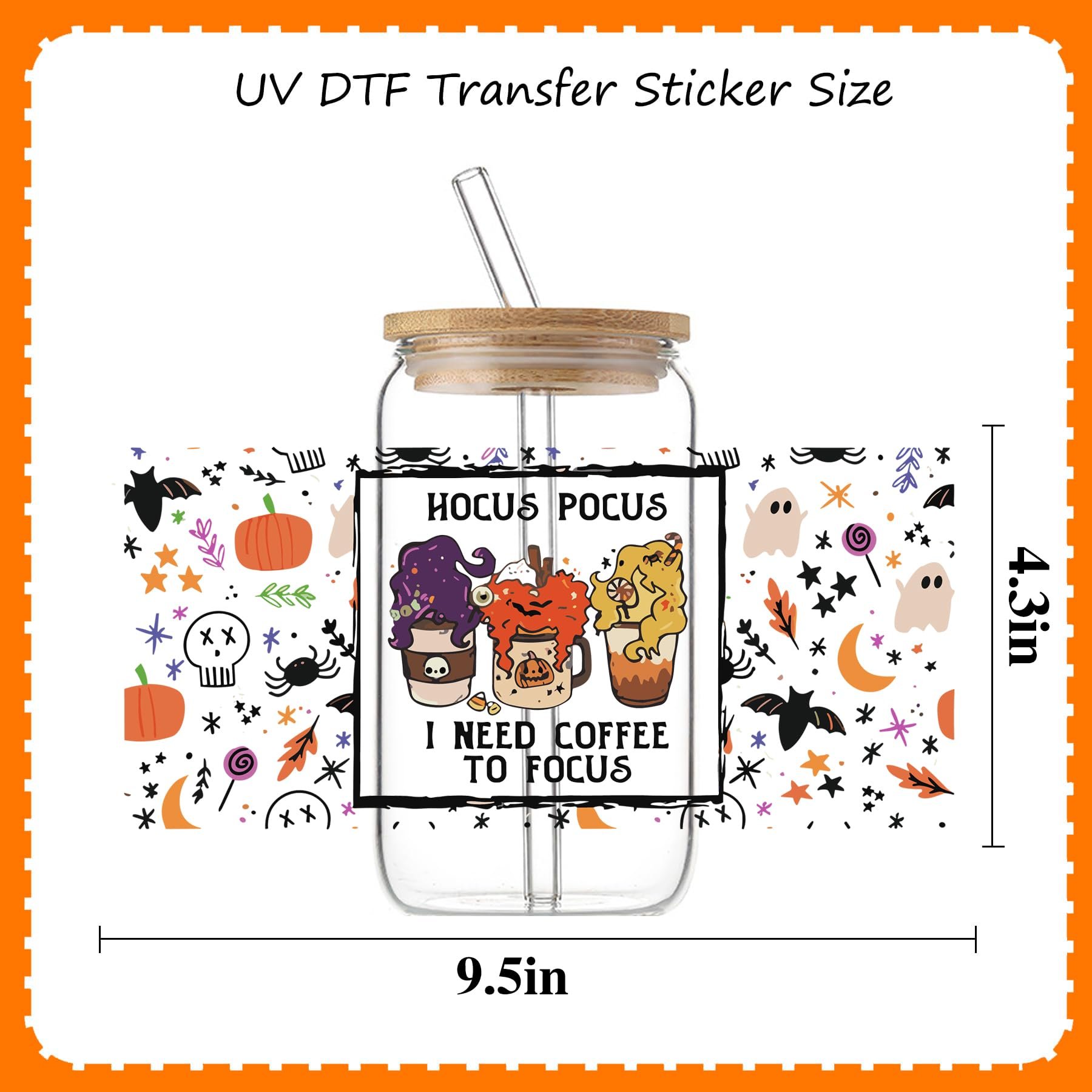 Cartoon UV DTF Cup Wraps Decal Stickers for Glass Heat Transfer Printing Tumbler Cups