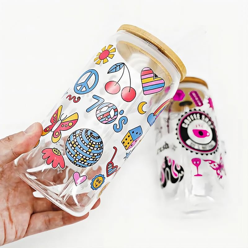 Cartoon UV DTF Cup Wraps Decal Stickers for Glass Heat Transfer Printing Tumbler Cups