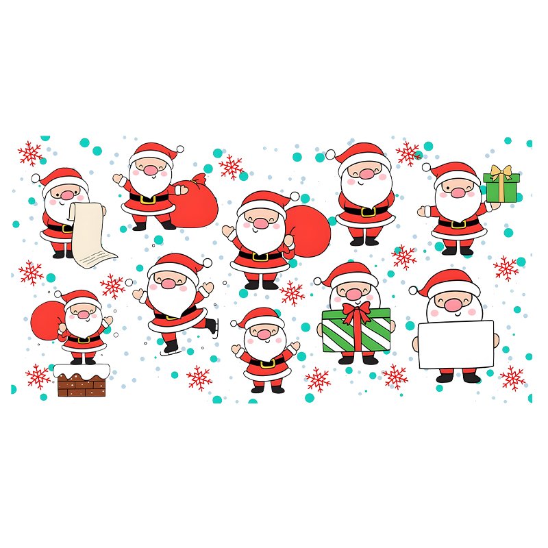 Custom Christmas UV DTF Transfer Paper Soft Film Designs Ready to Press for T-Shirts & Bags Heat Transfer Printing Method