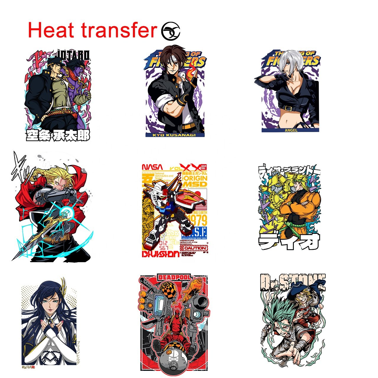 High quality cartoon characters heat press transfers stickers custom plastisol heat transfers dtf transfers for t shirts