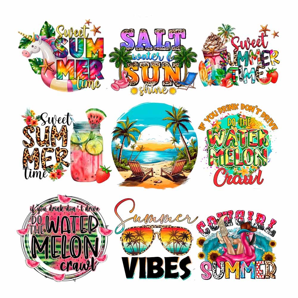 Ready to Press High Quality Summer time Vocation Designs Transfer Printing Dtf Film for Tshirt Printing
