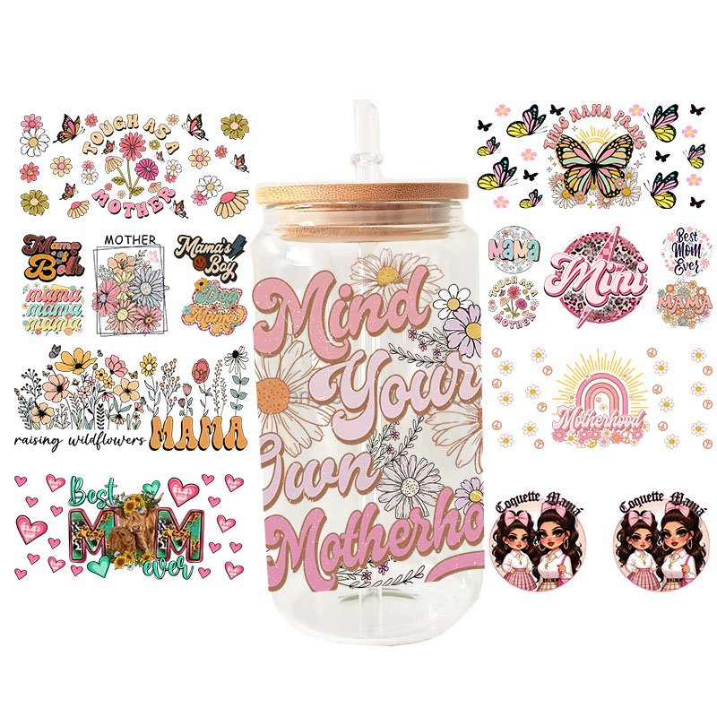 girl mom uv dtf cup wraps in nurses life teacher waterproof uvdtf uv dtf cup vinyl libbey wrap transfers sticker film decals
