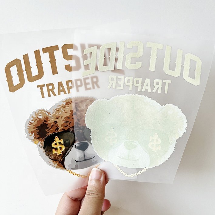Wholesale factory teddy bear dtf transfers vinyl stickers customized labels transfer printing for t shirt