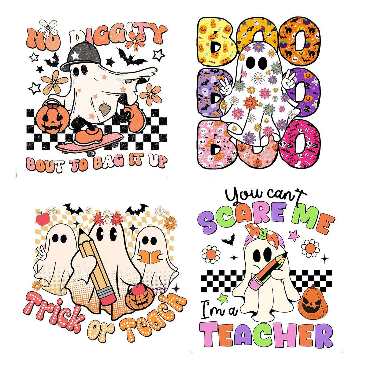 wholesale NO Moq DTF Stickers Halloween Custom Heating transfer Easy-to-Press Screen Printing for T-Shirts Tumblers Garments