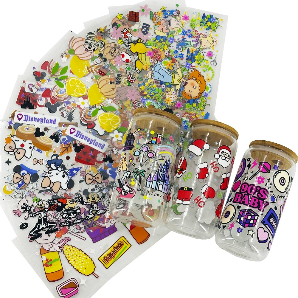 Good Quality Cheap Fashion Printing Logo Sticker Label Transfer UV DTF Cup Wraps Custom 3D Libby Glass Wraps For 16oz