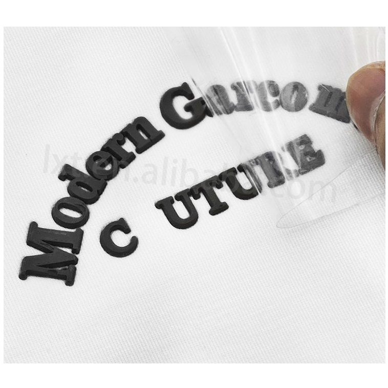 Custom design clothing brand raised printing heat transfer label Silicone rubber heat transfer label for garment labels