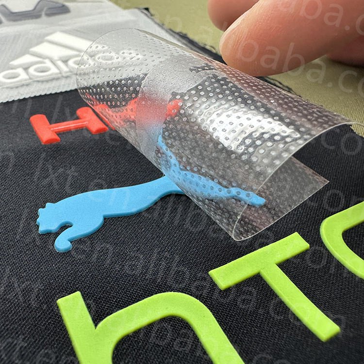 Custom design clothing brand raised printing heat transfer label Silicone rubber heat transfer label for garment labels