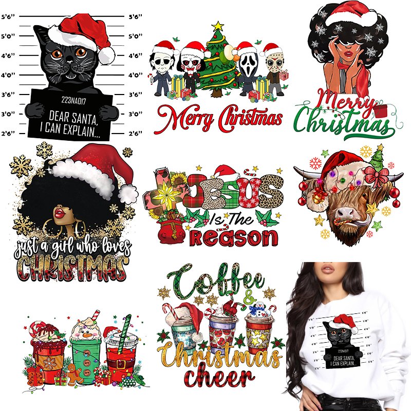 Christmas Bow Coquette Santa Cute Good price uv dtf heat transfers sticker dtf transfers designs ready to heat press on shirts