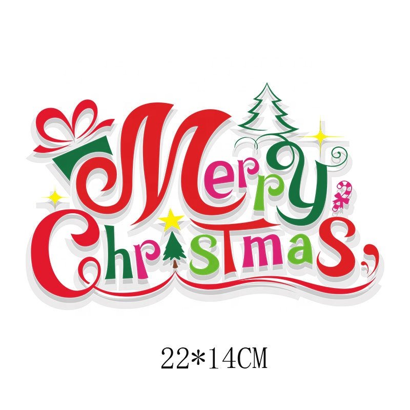 Wholesale Custom Christmas Logo Iron On Sticker DTF Designs Ready to Press Plastisol Heat Transfer Label for T-Shirt
