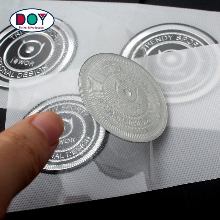 Custom Embossed Raised Logo Gold Plating High Frequency Heat Press Soft TPU Patches Badges for Hats