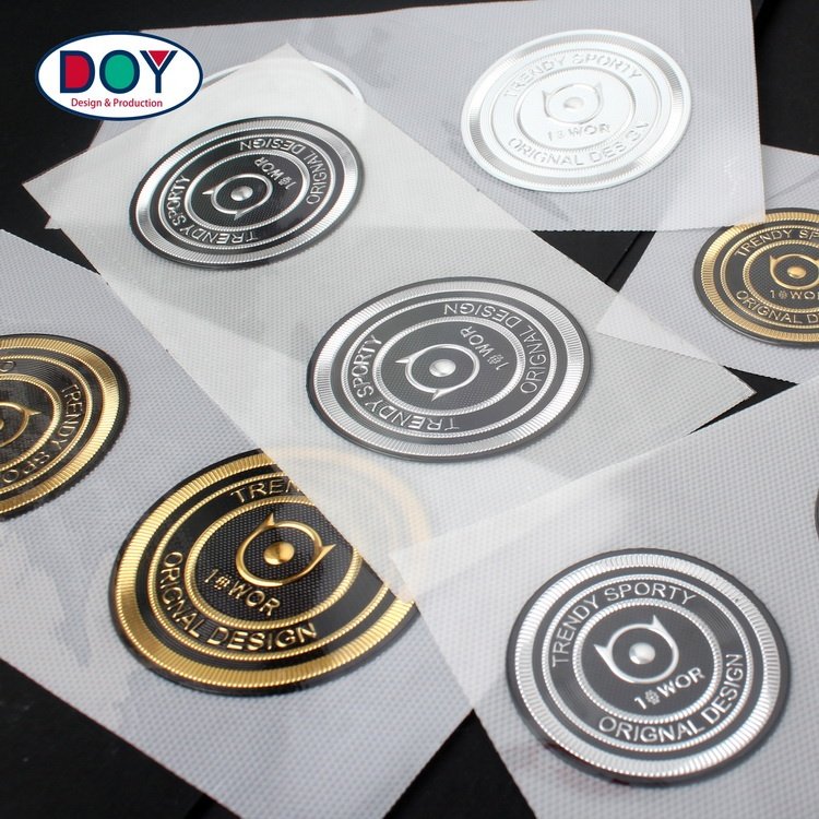 Custom Embossed Raised Logo Gold Plating High Frequency Heat Press Soft TPU Patches Badges for Hats
