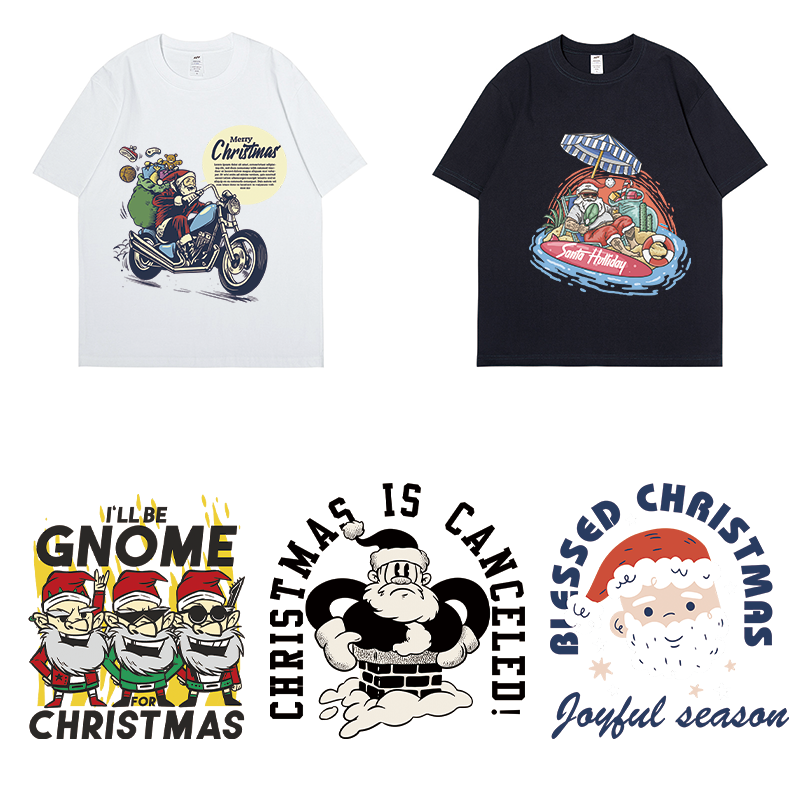 Custom Christmas heat transfer prints Logo Plastisol DTF Ready to Press Heat Transfers Printing for T Shirt dtf transfers