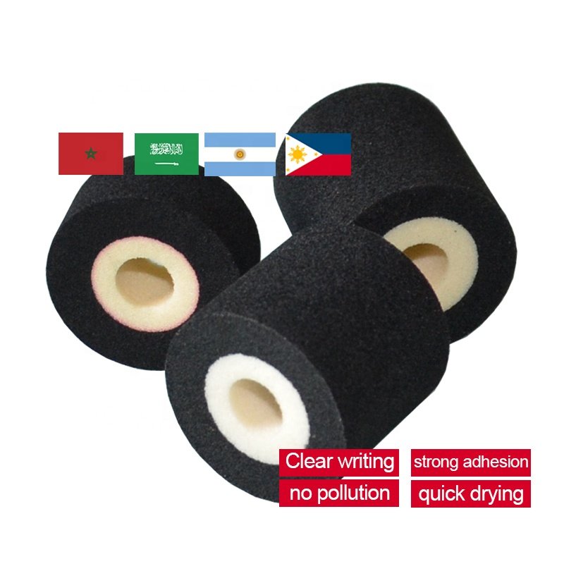 Black 36mm*32mm Hot Melt Ink Roller / Hot Ink Roll For Automatic Batch Coder