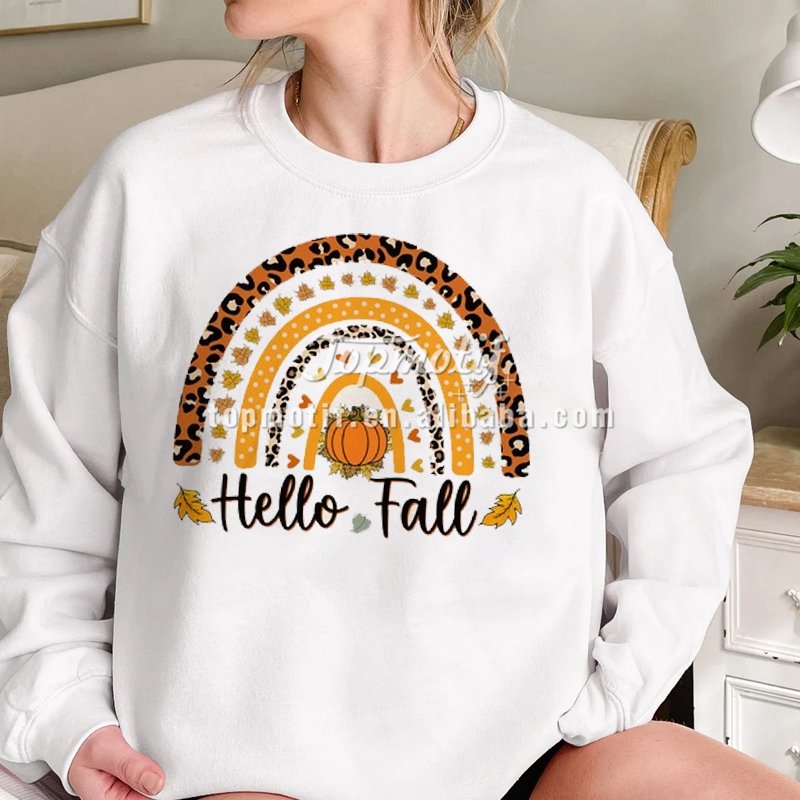 Happy Fall Designs Custom Thanksgiving Day Printing Glitter Heat Transfer Design for T-shirt