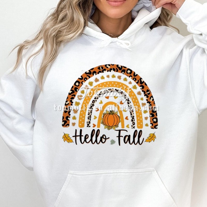Happy Fall Designs Custom Thanksgiving Day Printing Glitter Heat Transfer Design for T-shirt