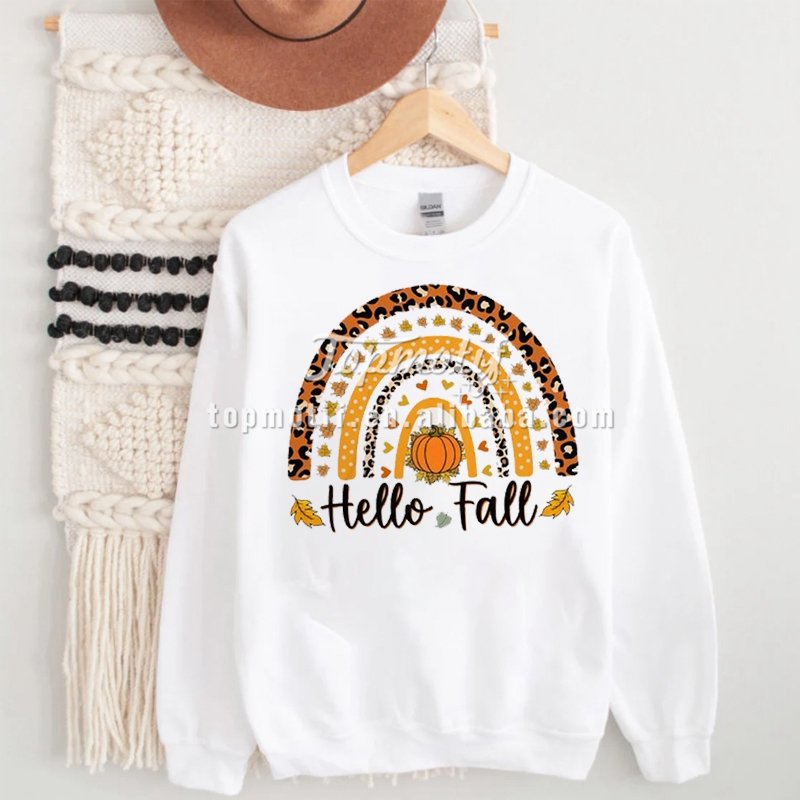 Happy Fall Designs Custom Thanksgiving Day Printing Glitter Heat Transfer Design for T-shirt