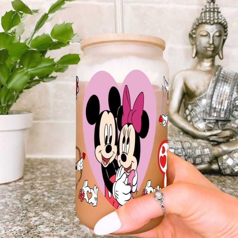 Double-sided view uv dtf Cute Just Peachy UV DTF Cup Wrap Transfers 16oz Libbey Glass Can Ready to Ship