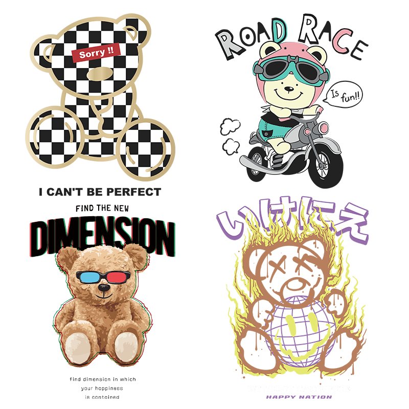 High Quality Custom T-Shirt Clothing DTF Heat Transfer Cool Bear Logo Waterproof PET Plastisol Garment Printing