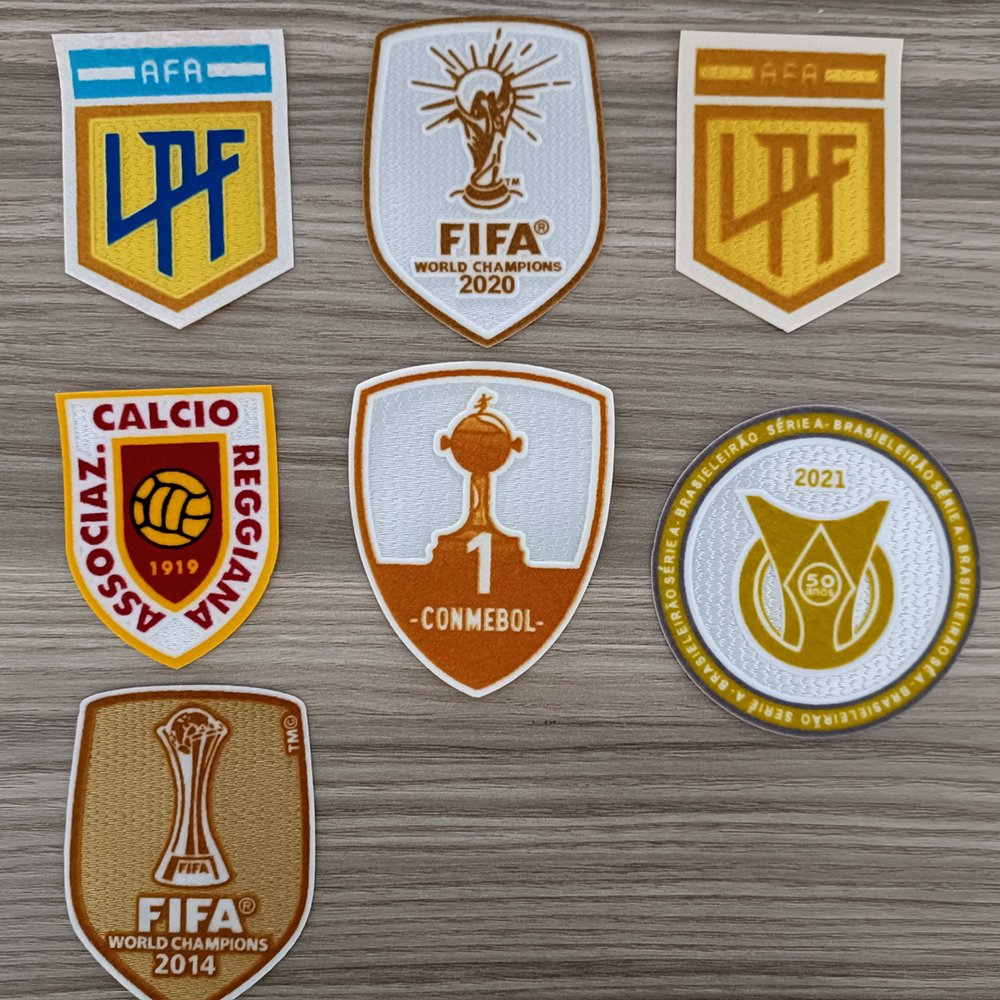 Hot Sale Custom Stock Label Football Logo Number 14 Heat Transfer Tatami Flock Patches with Iron On Patch for Jersey