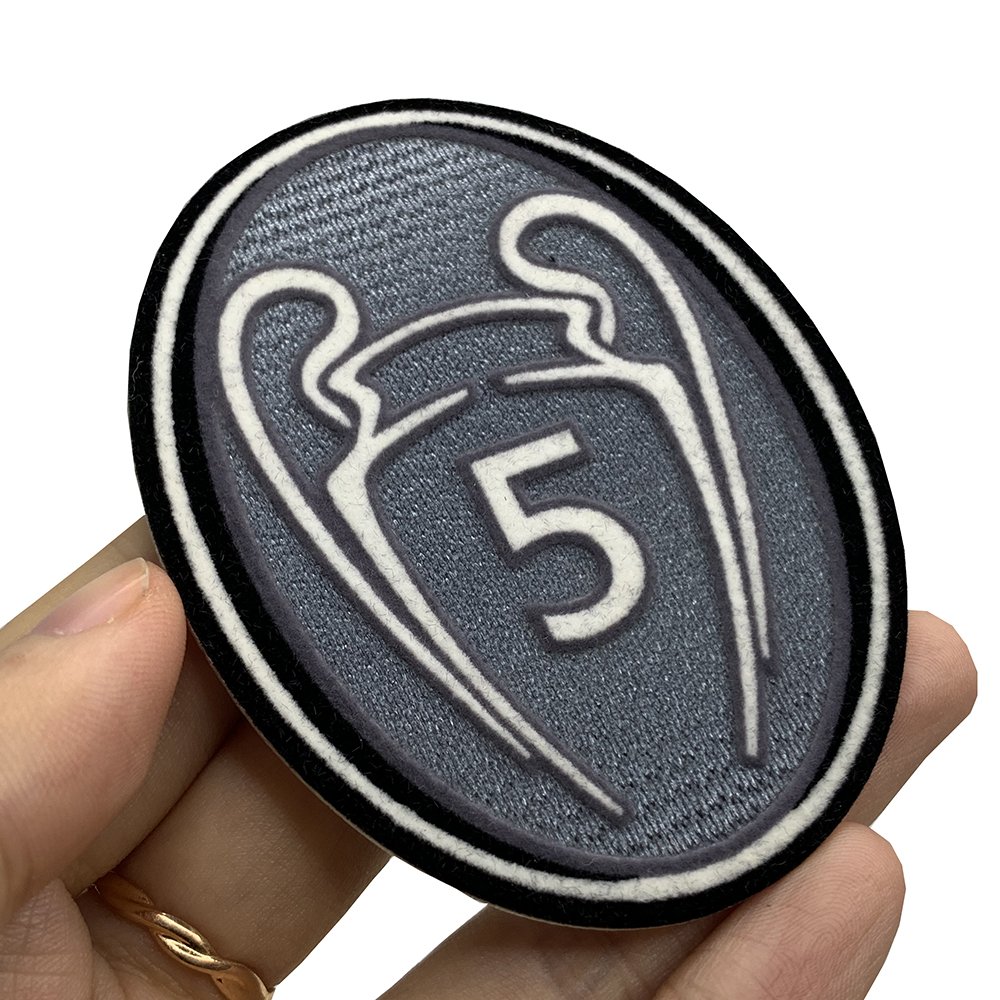 Hot Sale Custom Stock Label Football Logo Number 14 Heat Transfer Tatami Flock Patches with Iron On Patch for Jersey