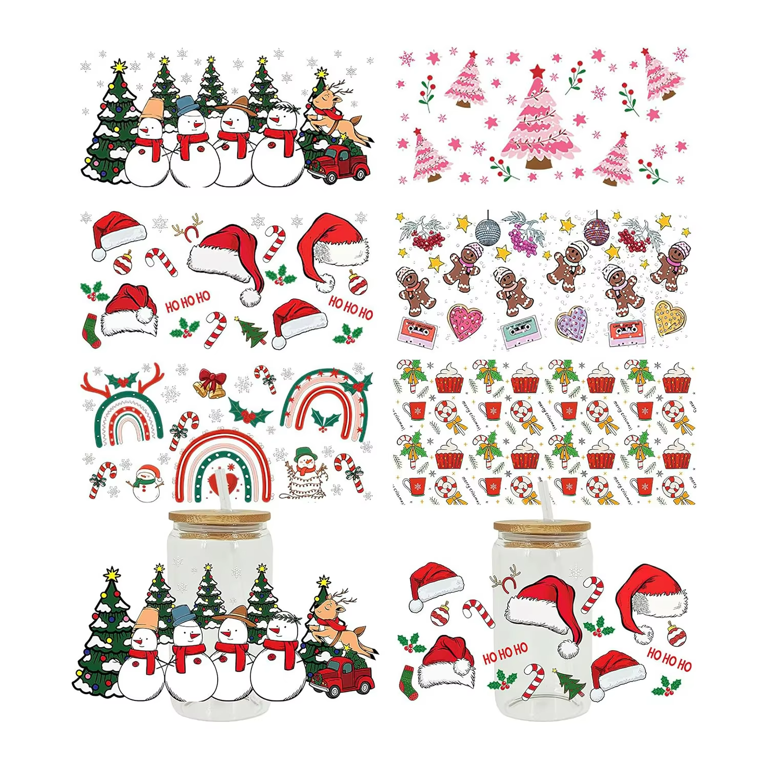 Custom 16oz Christmas Water Transfer Printed Cup Washable Feature