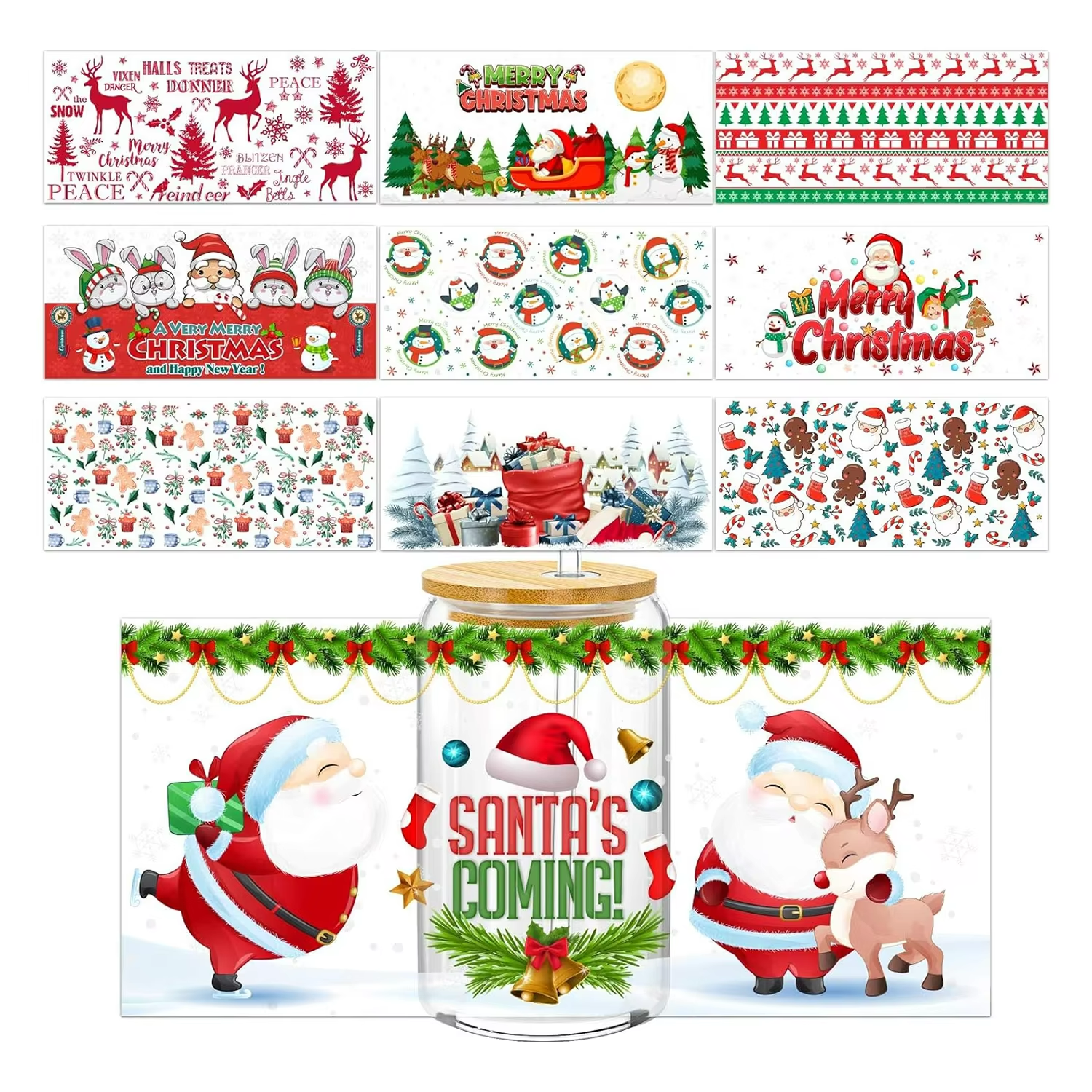 Custom 16oz Christmas Water Transfer Printed Cup Washable Feature
