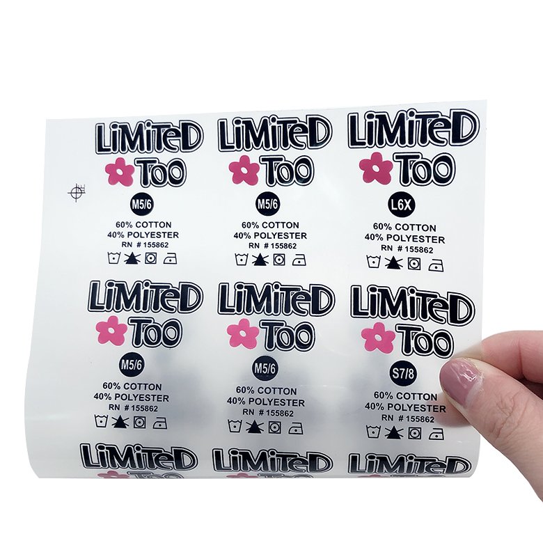 custom offset heat transfer neck labels wash care label heat press size tagless pvc sticker silk screen wash labels for clothes