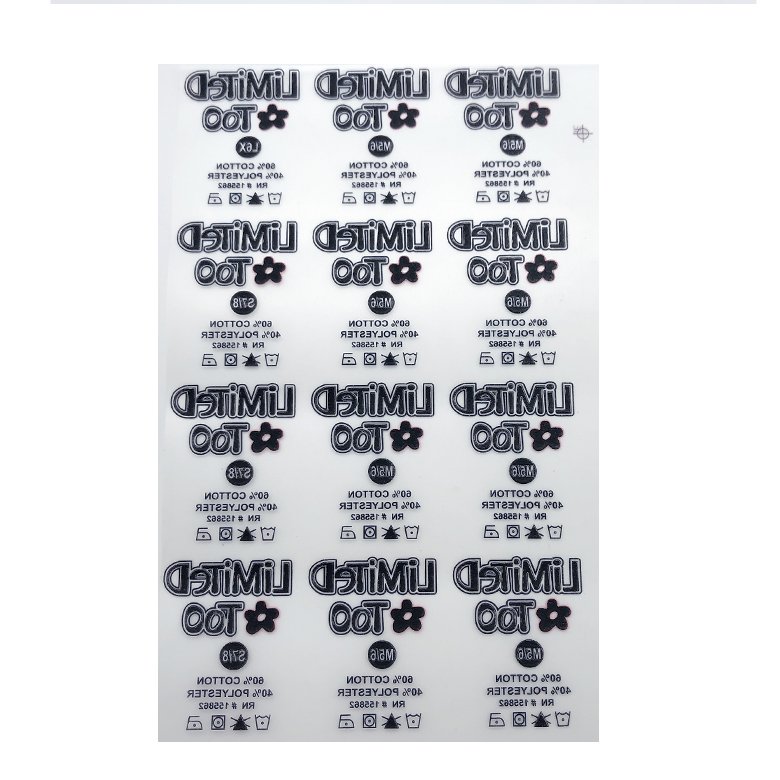 custom offset heat transfer neck labels wash care label heat press size tagless pvc sticker silk screen wash labels for clothes