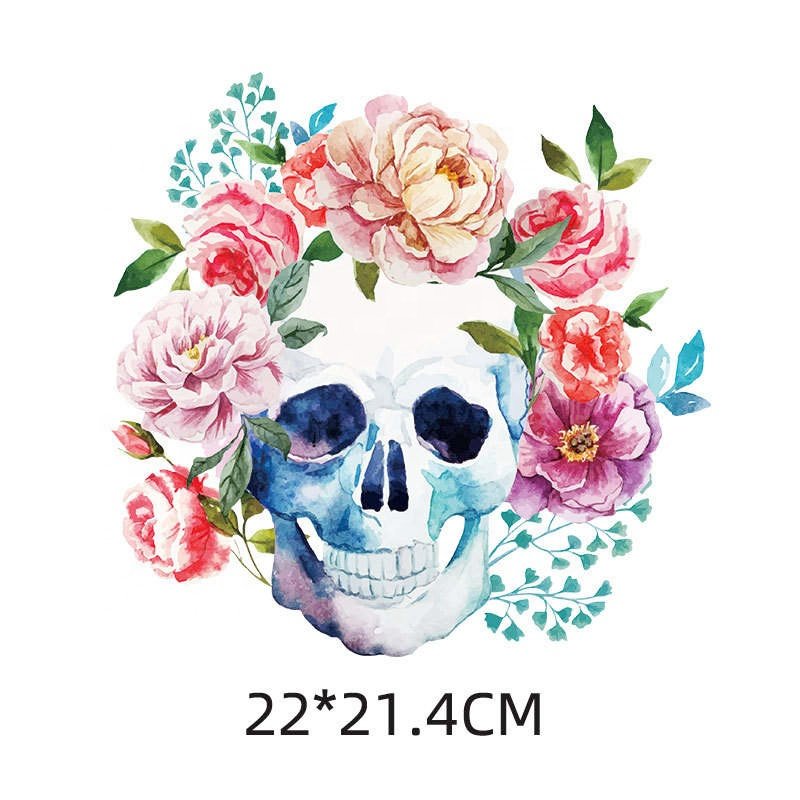 Low MOQ Skull Logo DTF Printed Labels Plastisol Heat Transfer Sticker Printing for Clothing