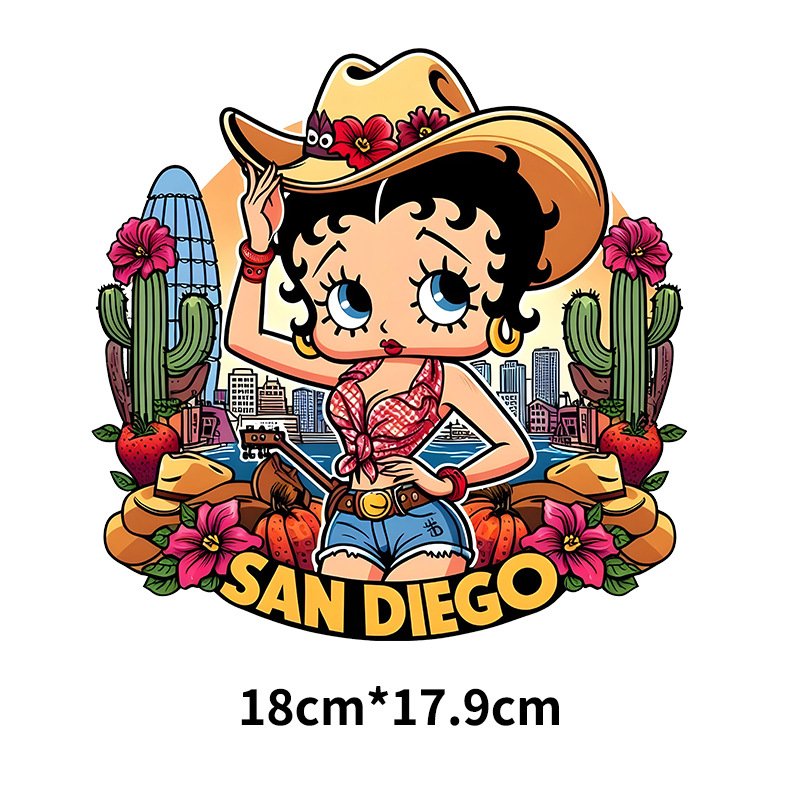 Betty design Iron On Transfer For Clothing Dogs Heat Transfer Thermal Sticker DIY T-Shirts Decals Iron Patches On Clothes