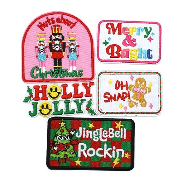 Custom Embroidery Patches 3D Fabric Iron-On Hat Patches for Christmas and Halloween Embroidered Trucker Hat Badges for Clothing