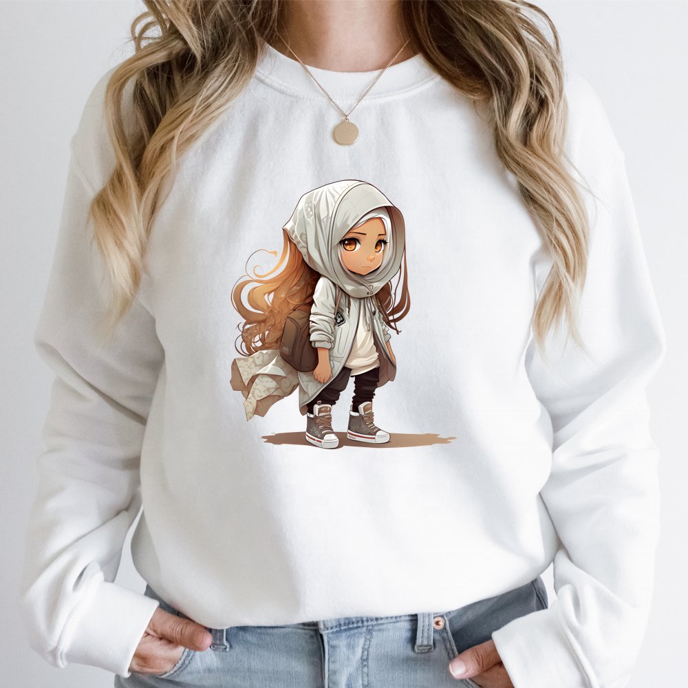 Ready To Ship Hijab Chibi Girl DTF Printing Fashion Muslim Girl Heat Transfer Hijab Doll Heat Transfer Stickers For T-shirt