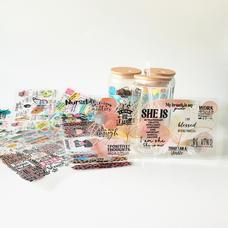 Wholesale Ready To Transfer UV DTF Cup Wraps Custom Wraps for 16oz Libbey Glass 24oz Cold Cup