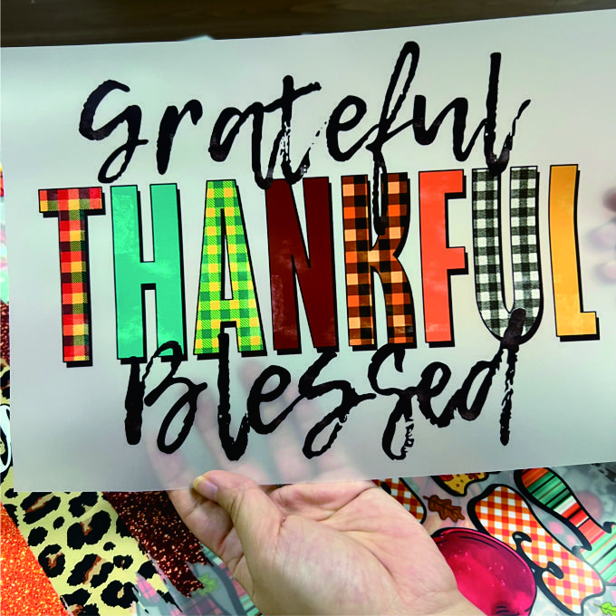 Grateful Thankful Truck Pumpkin Thanksgiving 2024 Heat Transfer Printing Sticker Applique For Garment Shirt Bags Sweatshirt Hat