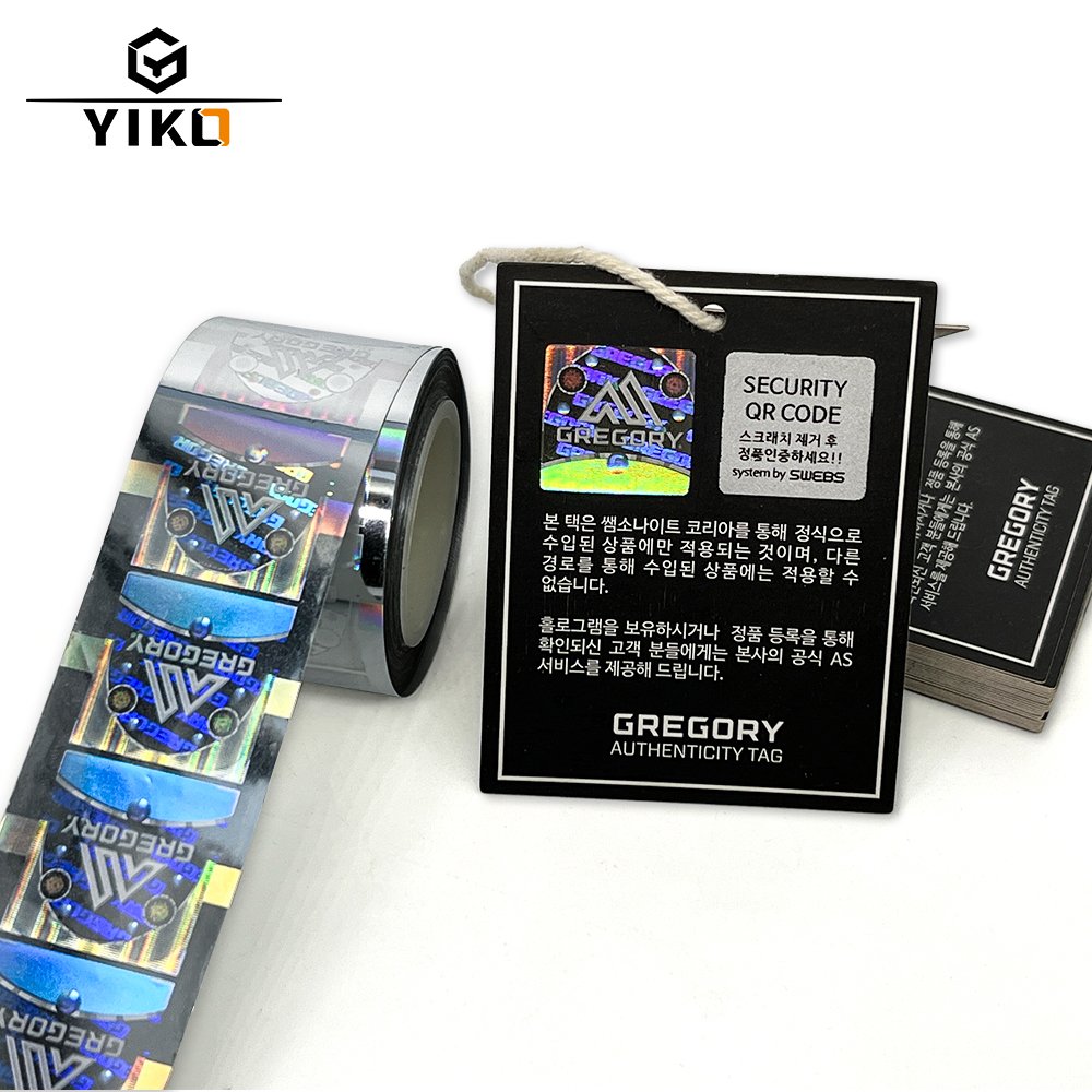 Custom Security Hang Tags for Backpack Bags Holographic Foil Transfer and Scratch Layer Printing Anti-Counterfeiting Measures
