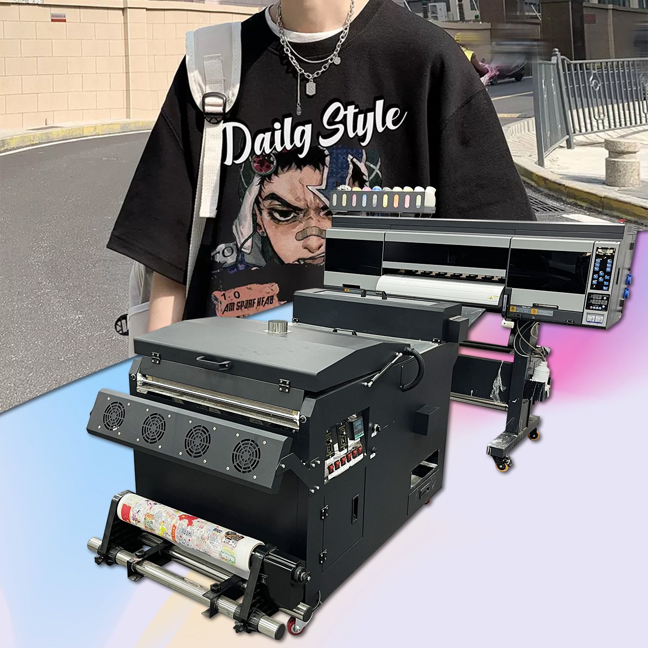 A3 DTF printer set heat transfer t-shirt printing machine with pigment ink direct to film printer and shaking dryer with XP600