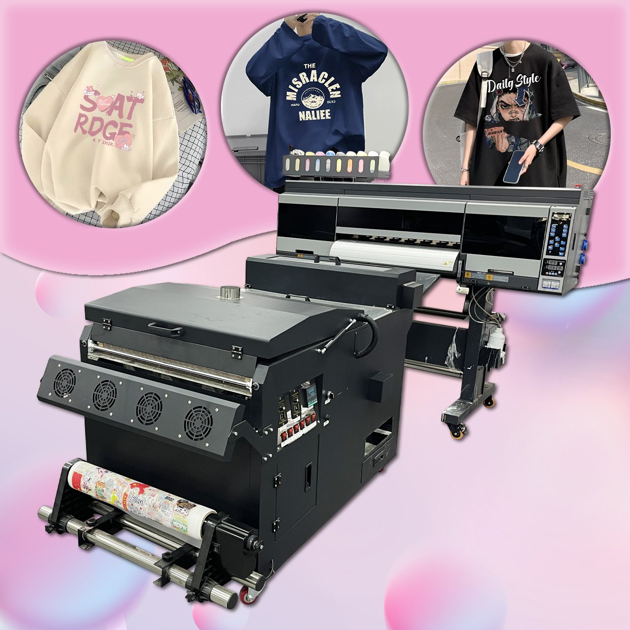 A3 DTF printer set heat transfer t-shirt printing machine with pigment ink direct to film printer and shaking dryer with XP600