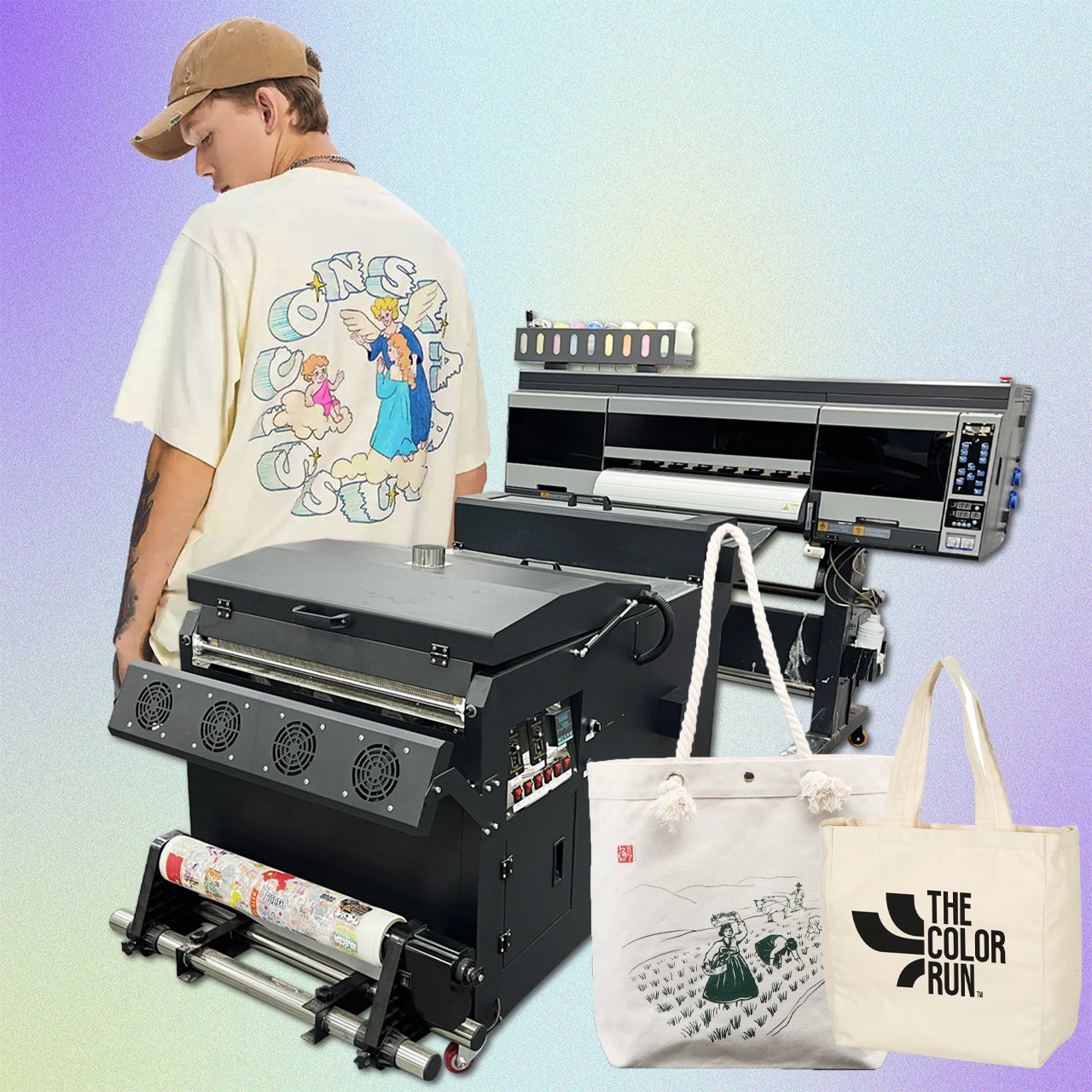 A3 DTF printer set heat transfer t-shirt printing machine with pigment ink direct to film printer and shaking dryer with XP600