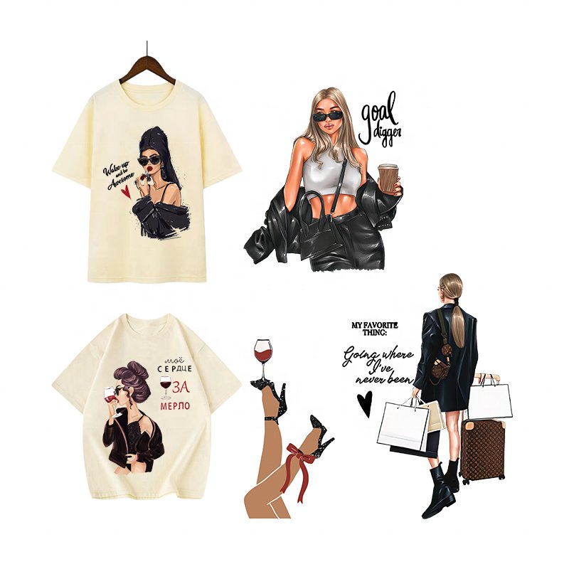 Customized transfer sticker logo pattern dtf transfers designs ready to press heat transfers for t-shirts