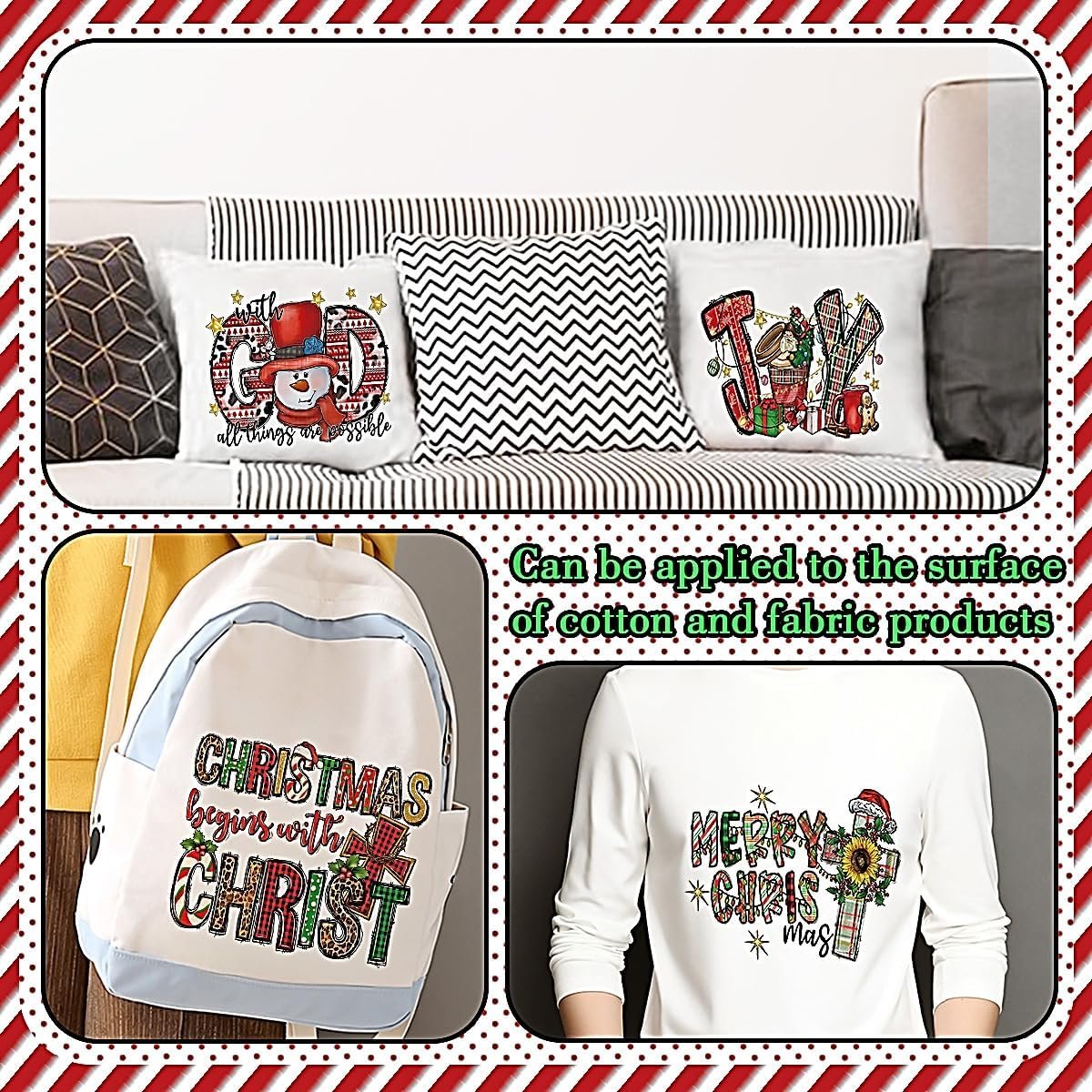Christmas Snowman Letter Pattern Iron On Decals for Hoodies Heat Transfer Vinyl Decals for DIY Heat Transfer Washable Clothes