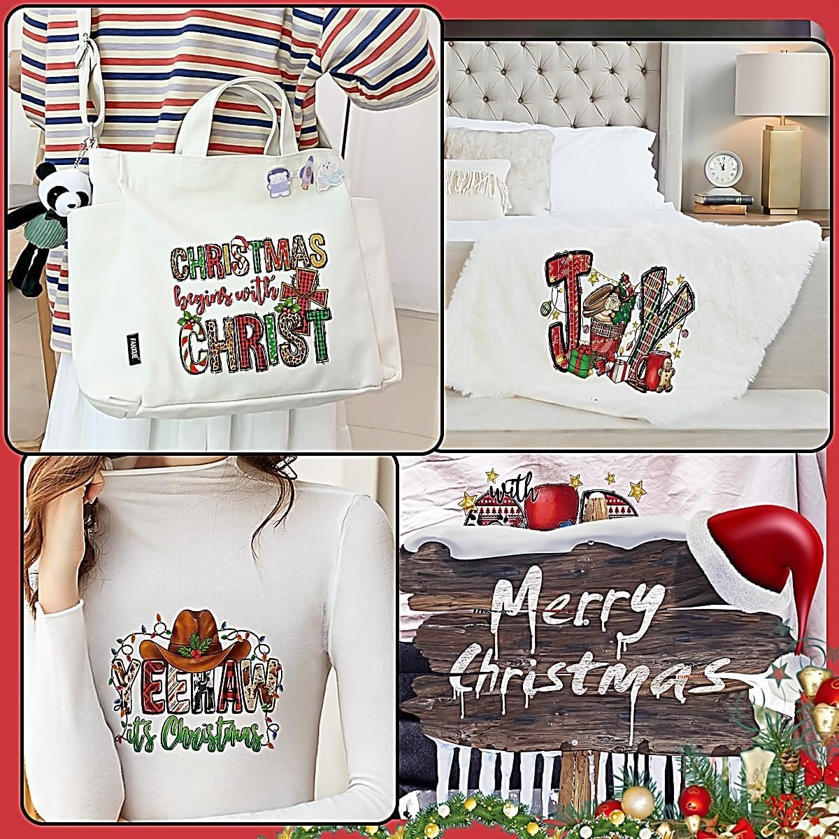 Christmas Snowman Letter Pattern Iron On Decals for Hoodies Heat Transfer Vinyl Decals for DIY Heat Transfer Washable Clothes